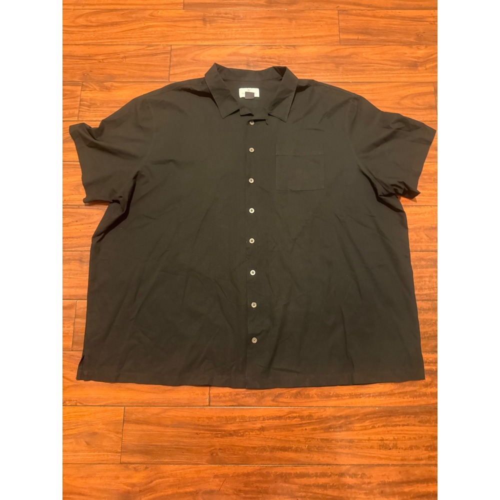 Oak Hill Fit by DXL Mens 4XL Black Short Sleeve Button Down Camp Shirt Texture